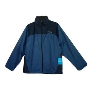 NWT Columbia Men's Creek Falls Hooded Rain Jacket, Navy Blue, Medium